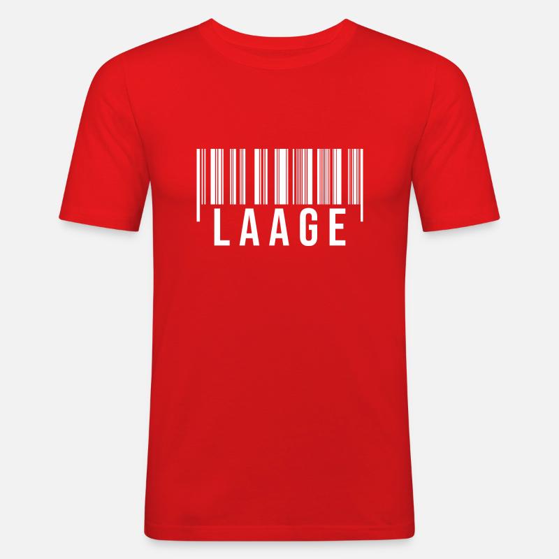 Laage Strichcode - Männer Slim Fit T-Shirt - Rot