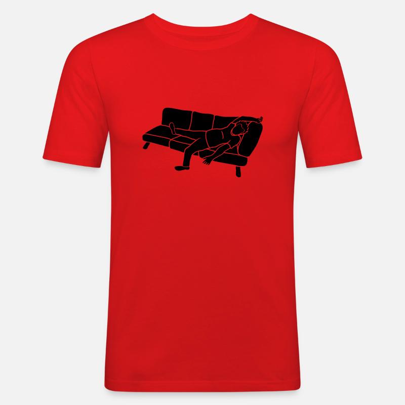 Müder Sofa Mann - Männer Slim Fit T-Shirt - Rot