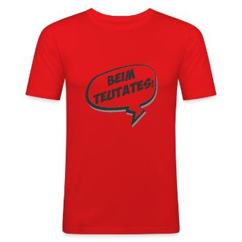 Aux Teutates - T-shirt près du corps Homme - rouge - Devant - Jaron (178cm)