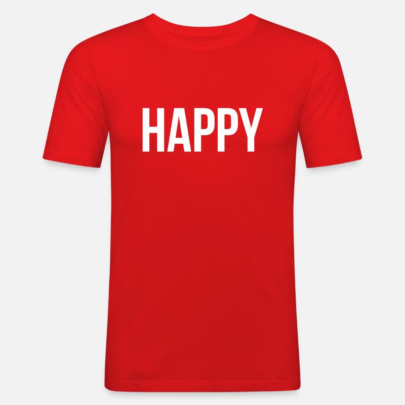 Glücklich - Sei einfach fröhlich - Männer Slim Fit T-Shirt - Rot