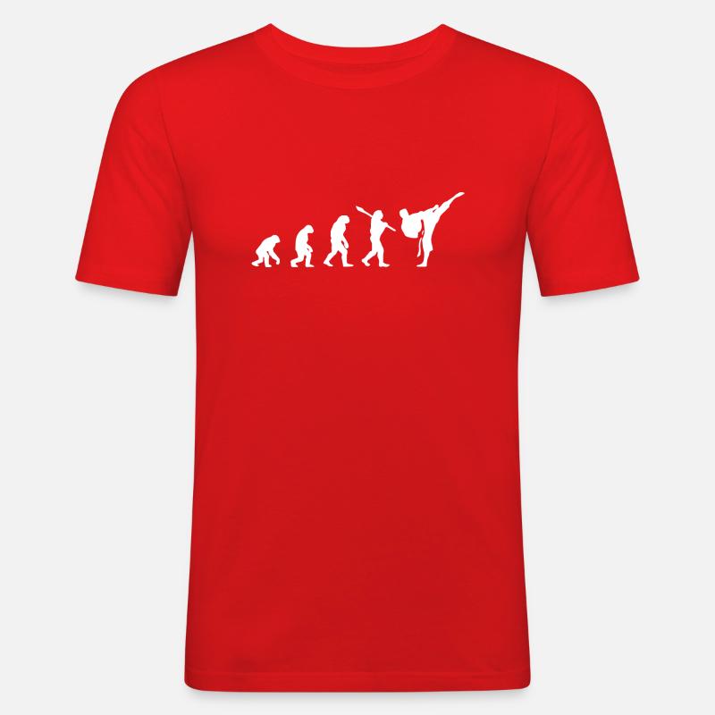 Karate Evolution Entwicklung Kamfkunst - Männer Slim Fit T-Shirt - Rot