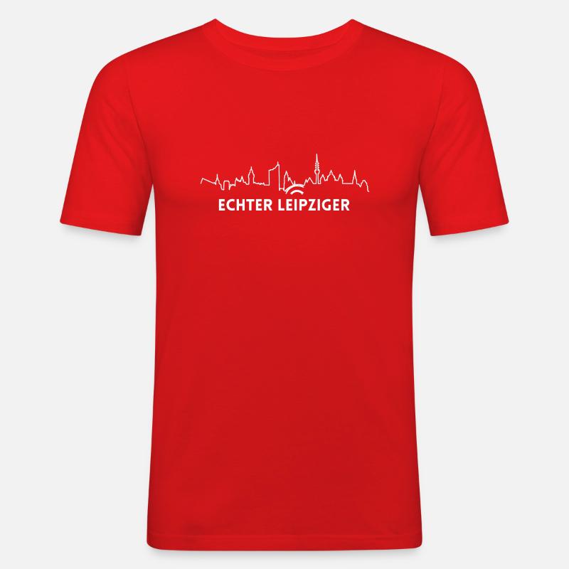 Echter Leipziger - weiß - Männer Slim Fit T-Shirt - Rot
