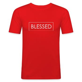 Christliche Sprüche - Männer Slim Fit T-Shirt - Rot - Vorne - Jaron (178cm)