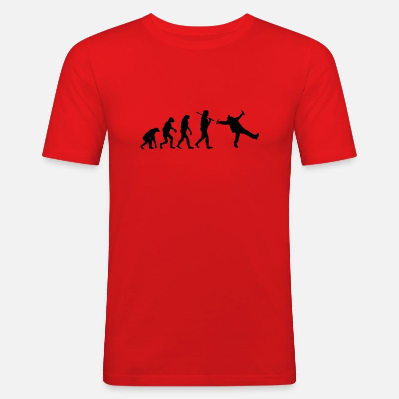 Evolution : Drunk - Männer Slim Fit T-Shirt - Rot