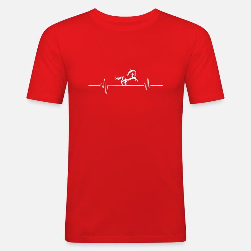 Herzfrequenz Pferd - Männer Slim Fit T-Shirt - Rot