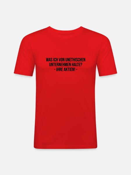 Unethische Aktien - Männer Slim Fit T-Shirt - Rot