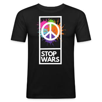 Stop Wars #2 - T-shirt près du corps Homme - noir - Devant - Nik (191cm)