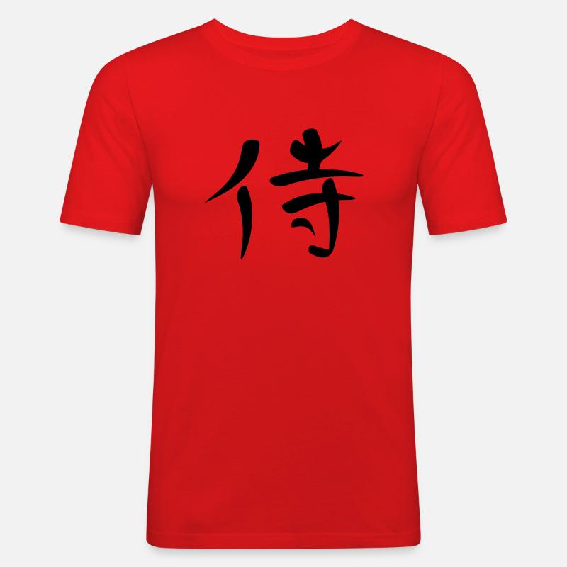 Kanji - Samurai - Men's Slim Fit T-Shirt - red