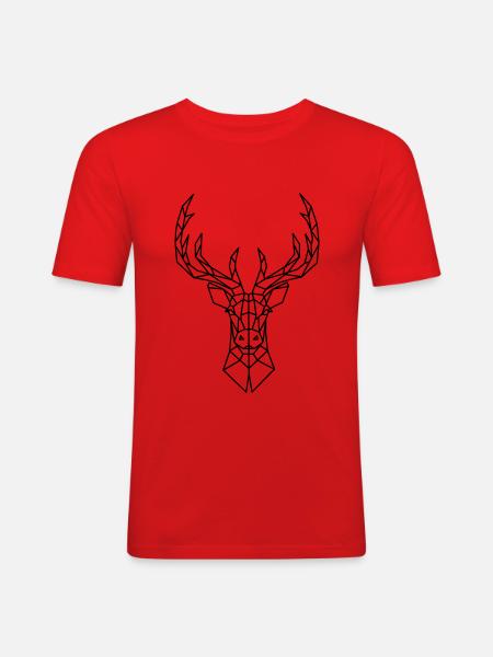 Deer antler deer head gift nature geometry - Men's Slim Fit T-Shirt - red