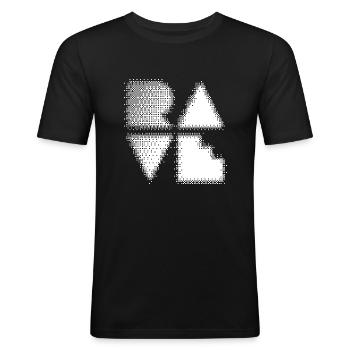 Rave-Bitmap-Logo-Design - Männer Slim Fit T-Shirt - Schwarz - Vorne - Nik (191cm)