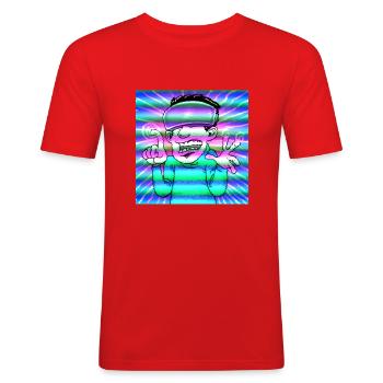 Glitch boy - Men's Slim Fit T-Shirt - red - Front - Jaron (178cm)