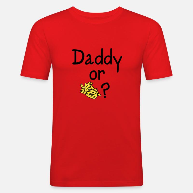Daddy oder Chips? - Männer Slim Fit T-Shirt - Rot