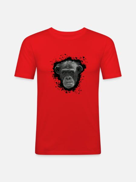 Affe Menschenaffe Schimpanse - Männer Slim Fit T-Shirt - Rot