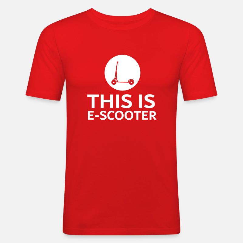 E-Scooter E-Roller Scooter - Männer Slim Fit T-Shirt - Rot