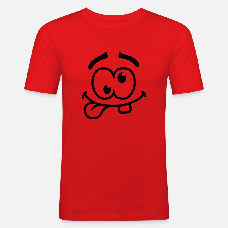 Crazy Smiley Face - Männer Slim Fit T-Shirt - Rot