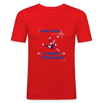 Supporter fier d'être lillois - T-shirt près du corps Homme - rouge - Devant - Jaron (178cm)