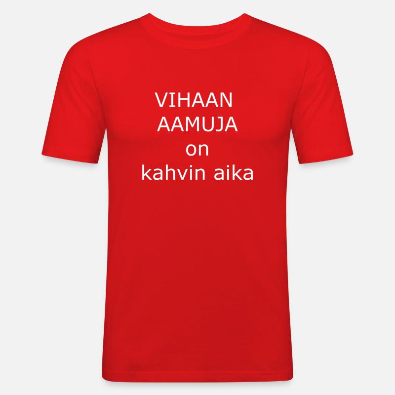 Kaffee - Männer Slim Fit T-Shirt - Rot