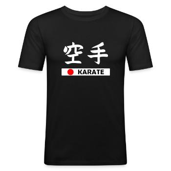 Karate - Männer Slim Fit T-Shirt - Schwarz - Vorne - Nik (191cm)