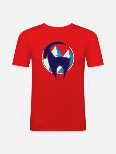 Steinbock und Gebirge Button - Männer Slim Fit T-Shirt - Rot