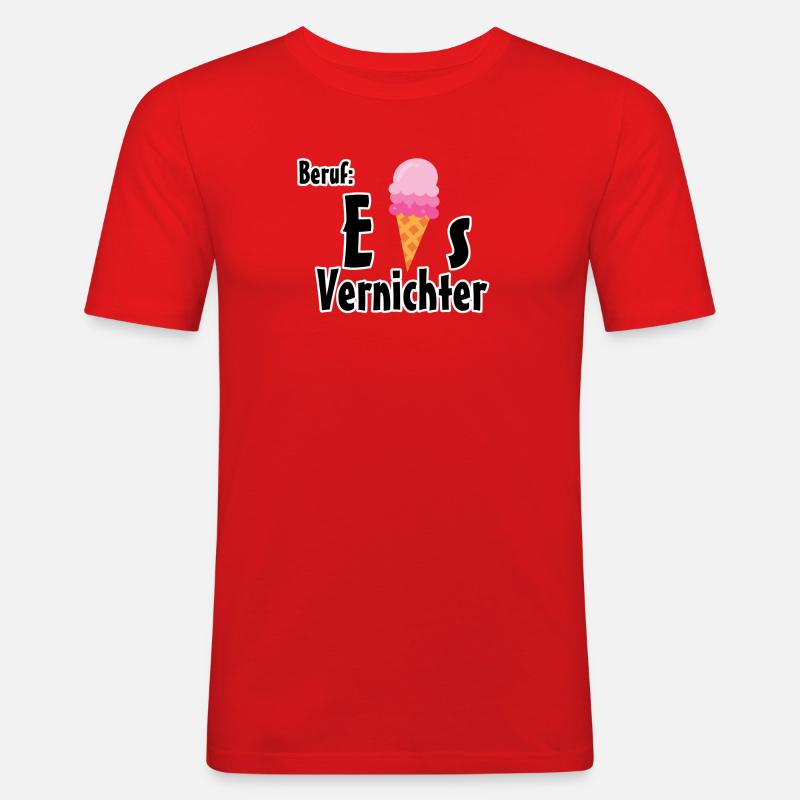 Beruf - Eisvernichter Geschenk Eis Sommer - Männer Slim Fit T-Shirt - Rot