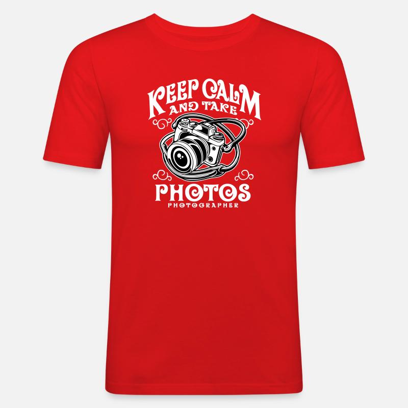 Keep Calm and take photos - Männer Slim Fit T-Shirt - Rot