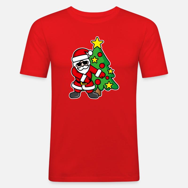Weihnachtsmann-Weihnachtsbaum FLOSS DANCE FLOSSING - Männer Slim Fit T-Shirt - Rot
