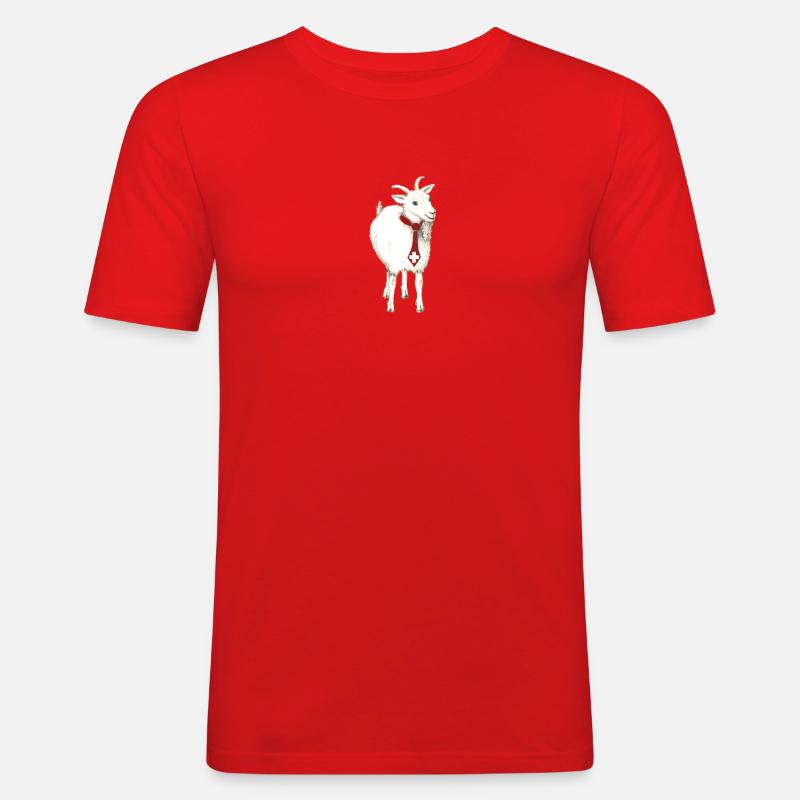 Lustige "Ziege mit schweizer Kravatte" - Männer Slim Fit T-Shirt - Rot