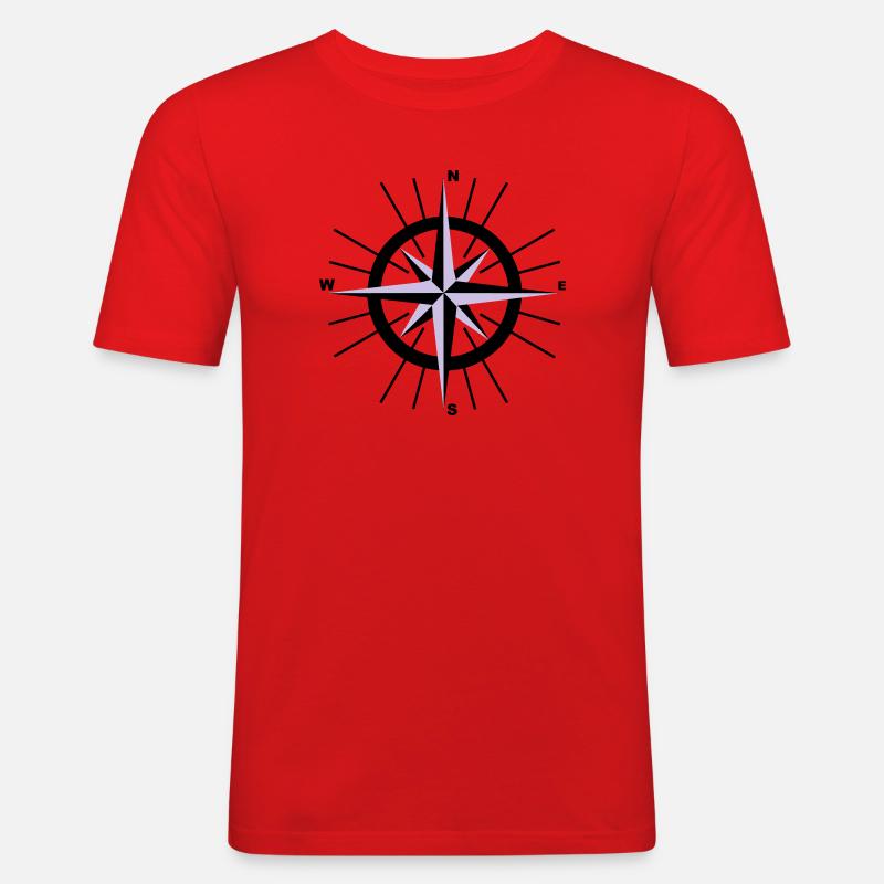 Nautische Kompass - Männer Slim Fit T-Shirt - Rot