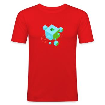 würfel pixel 3d nerd game mind craft Rubix Zauber  - T-shirt près du corps Homme - rouge - Devant - Jaron (178cm)
