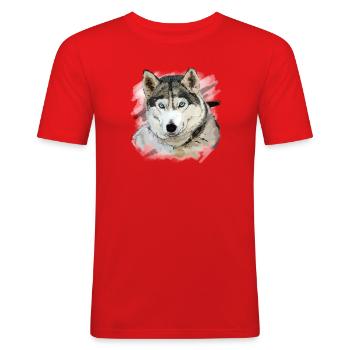 Husky - Männer Slim Fit T-Shirt - Rot - Vorne - Jaron (178cm)
