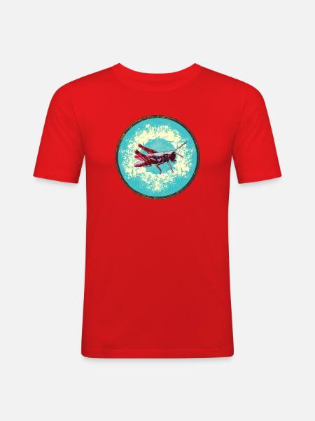 Detailed grasshopper illustration - Men's Slim Fit T-Shirt - red