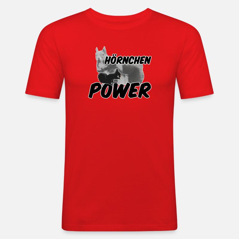 Hörnchenpower Eichhörnchen Tiere Spruch - Männer Slim Fit T-Shirt - Rot