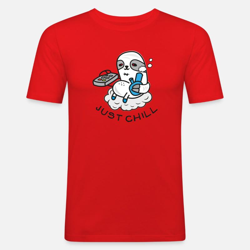 Sloth Sloth Sloth - Comic Drawing - Bong - Men's Slim Fit T-Shirt - red