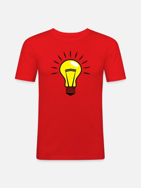 Gloeilamp Comic Vector 3 Kleur aanpasbaar - Mannen slim fit T-shirt - rood