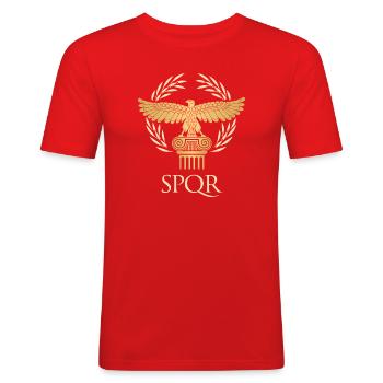 SPQR - Empire flag and republic Ancient Rome - Men's Slim Fit T-Shirt - red - Front - Jaron (178cm)