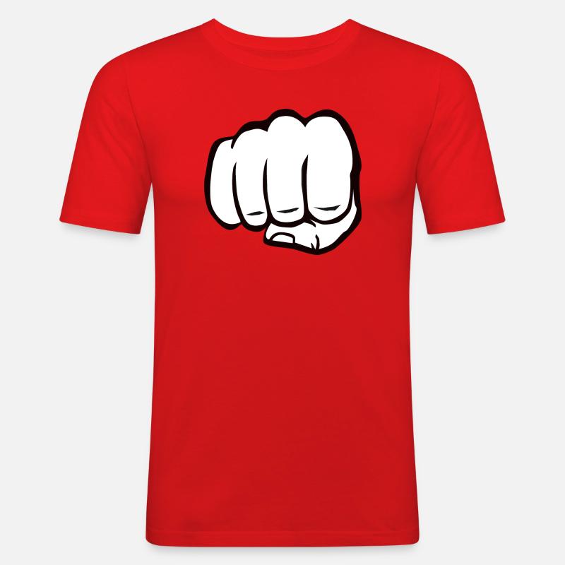 Pugno chiuso a pugno bump cool logo simbolo - Maglietta aderente da uomo - rosso
