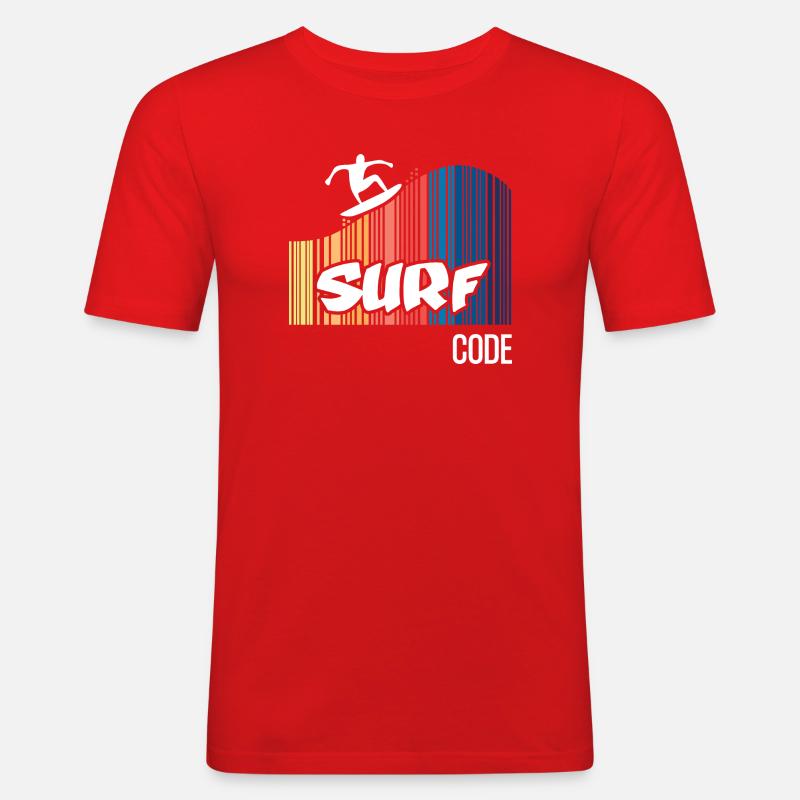 Surfcode (dunkel) - Männer Slim Fit T-Shirt - Rot