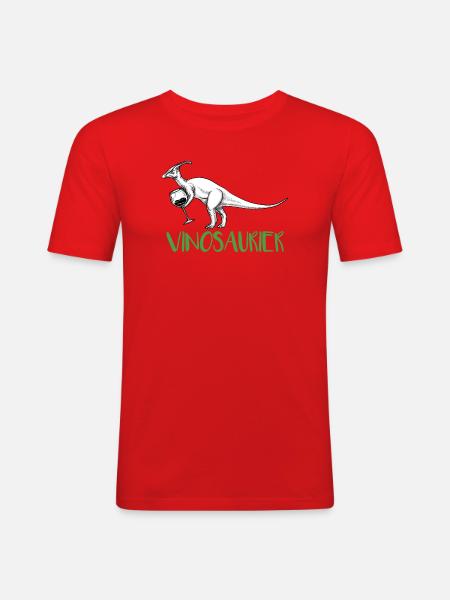 Vinosaurier – lustiges Weinmotiv - Männer Slim Fit T-Shirt - Rot