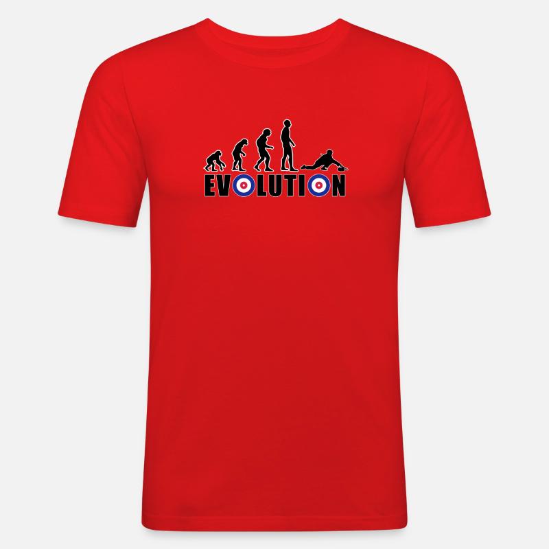 EVOLUTION CURLING Eisstockschießen Geschenk Winter - Männer Slim Fit T-Shirt - Rot