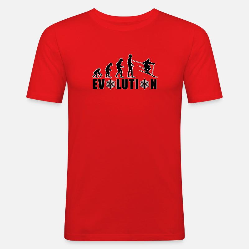 EVOLUTION Ski Winter Geschenk Weihnachtsgeschenk - Männer Slim Fit T-Shirt - Rot