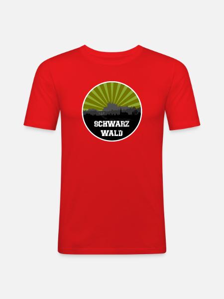 Schwarzwald Retro Skyline - Männer Slim Fit T-Shirt - Rot