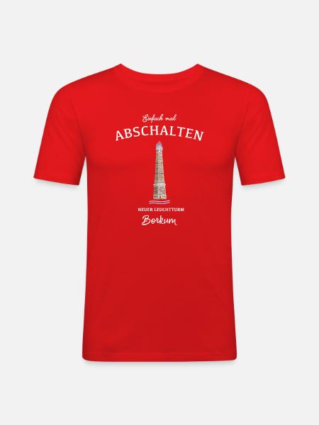 Borkum, Neuer Leuchtturm - Männer Slim Fit T-Shirt - Rot