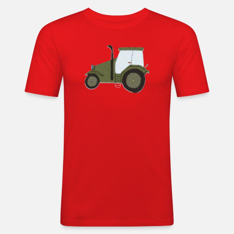 traktor oldtimer impressionismus - Männer Slim Fit T-Shirt - Rot