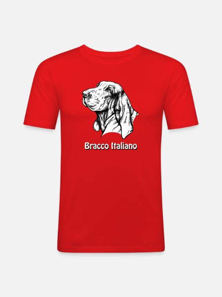 Bracco Italiano Portrait with text - Men's Slim Fit T-Shirt - red