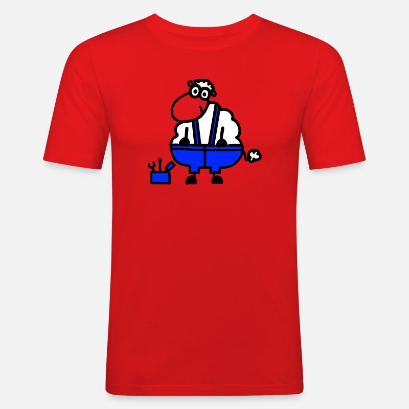 Handwerkerschaf, Held der Arbeit - Männer Slim Fit T-Shirt - Rot
