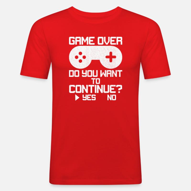 Game Over Willst du weitermachen? - Männer Slim Fit T-Shirt - Rot