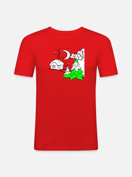 Winter - Männer Slim Fit T-Shirt - Rot