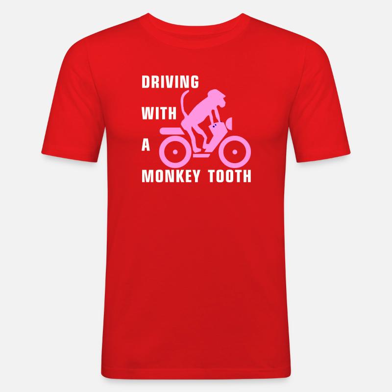 Driving with a monkey tooth - Affenzahn - Männer Slim Fit T-Shirt - Rot