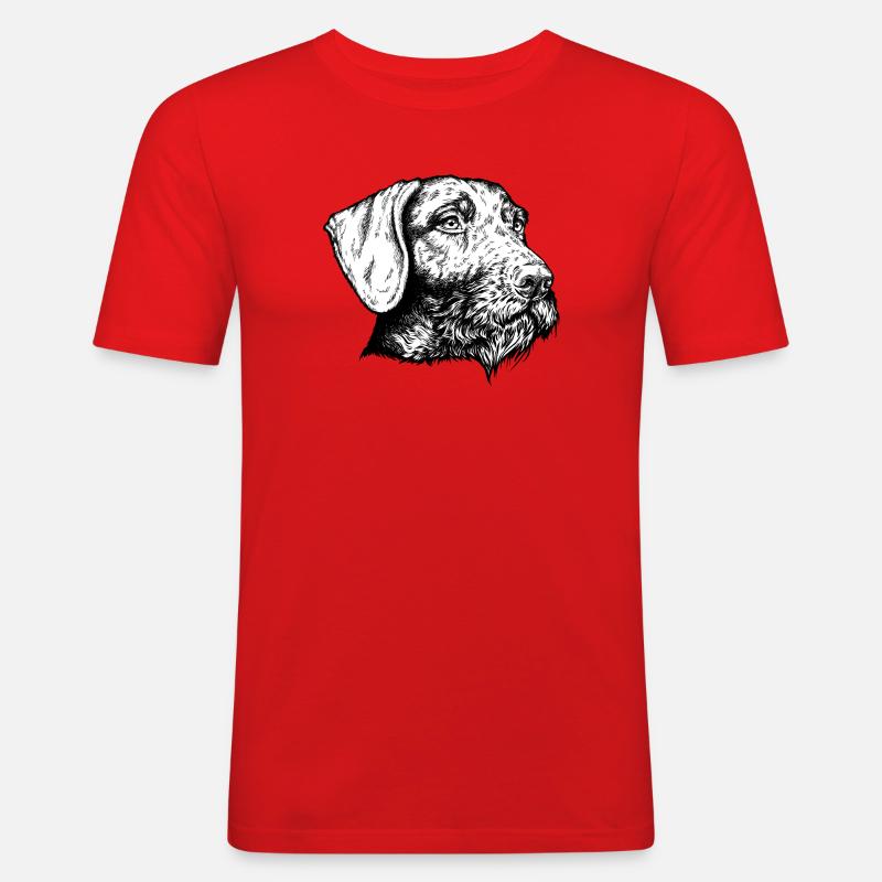 Deutsch Drahthaar Portrait - Männer Slim Fit T-Shirt - Rot