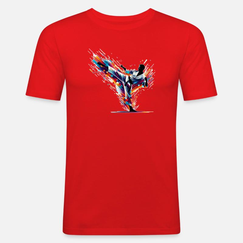 Karate Explosion - Männer Slim Fit T-Shirt - Rot